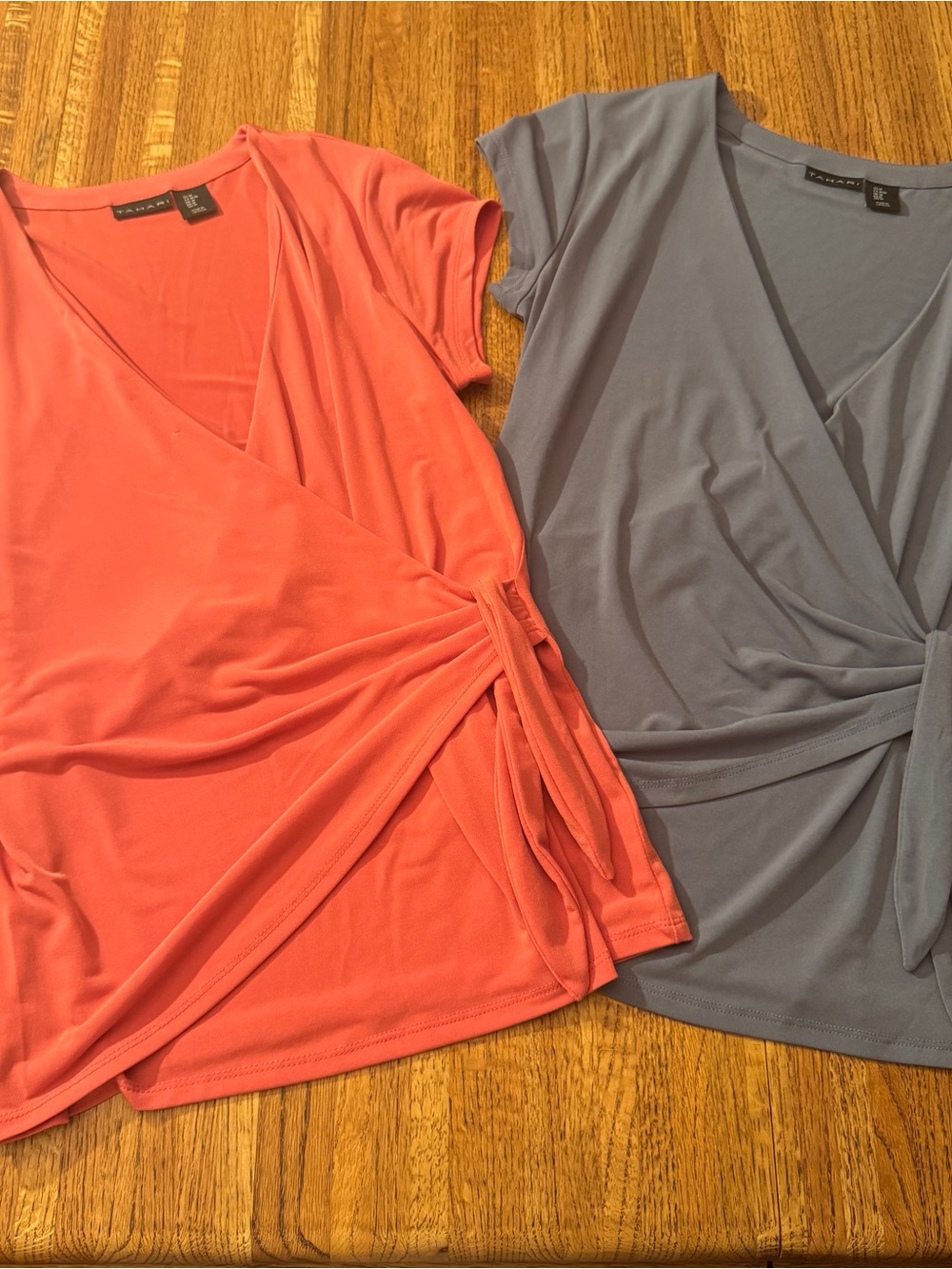 Tahari Faux-Wrap Jersey Knit Top Duo